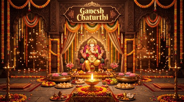 Lord Ganesha , Ganesh festival illustration of Lord Ganpati background for Ganesh Chaturthi festival of India