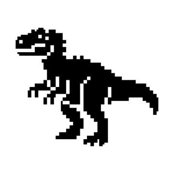 Pixel Art Dinosaur Silhouette - Retro Style T-Rex Icon