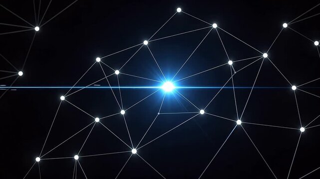 Glowing white nodes connect on black background