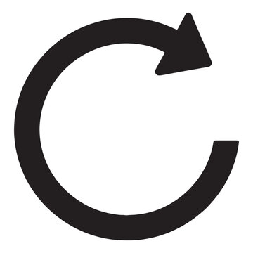 Black circular arrow icon representing reload and refresh action for digital user interface design