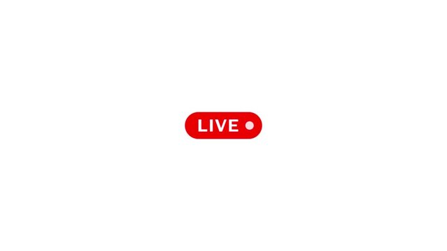 Animation live streaming icon. Red symbols and buttons of live streaming, broadcasting, online stream.