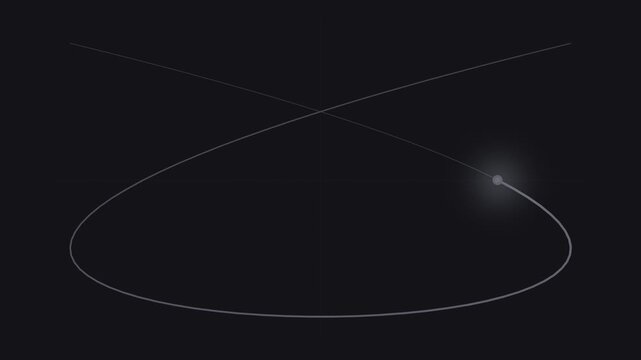 Black lissajous curve with glowing trail, oscilloscope seamless loop background