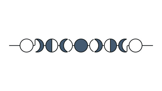Celestial Moon Phases Line Art Graphic Design Element