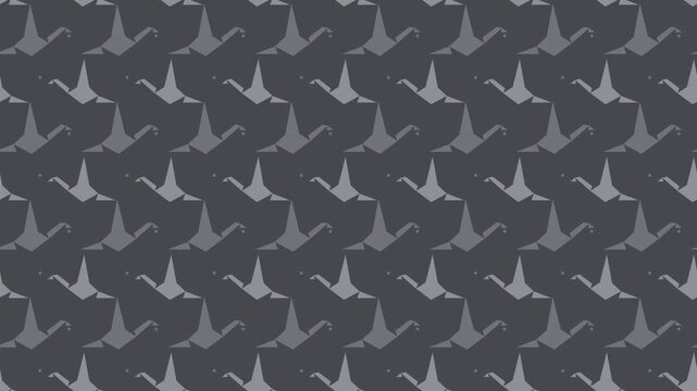 Gray japanese origami crane pattern scrolling, traditional seamless loop background