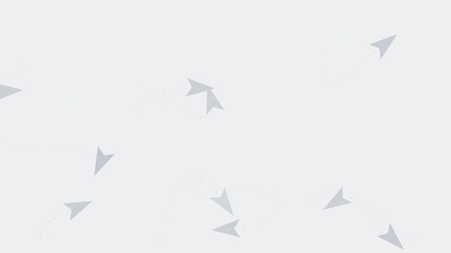 White paper planes gliding with dotted trails, playful seamless loop background