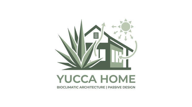 Sustainable home logo for bioclimatic architecture and passive design