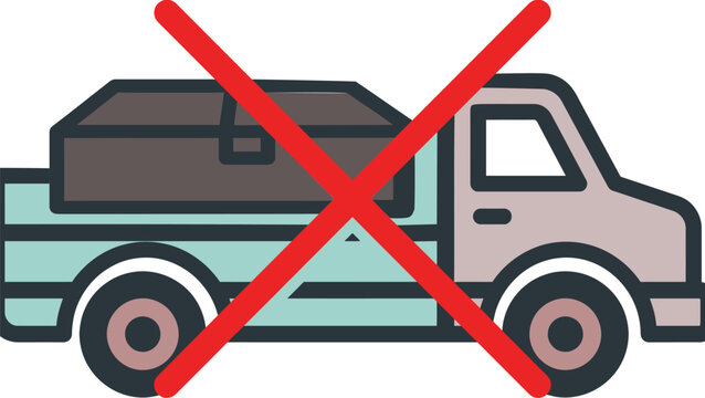 No Shipping Truck Icon with Red Prohibition Cross Symbol