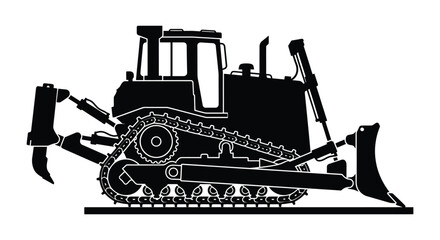 Bulldozer Silhouette Black Vector Illustration On White Background © Nasima