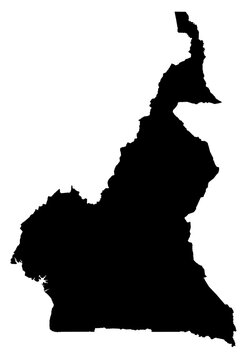 Cameroon Black Map Silhouette Flat Vector Illustration