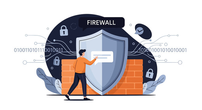 Cyber Security Firewall Protection Concept, Digital Safety and Network Defense