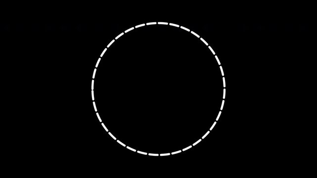 animated circle frame overlay white rotating dash line interface 4K