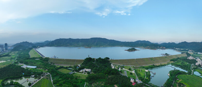 Aerial photography of Guangming Lake in Happy Countryside, Guangming Town, Guangming District, Shenzhen