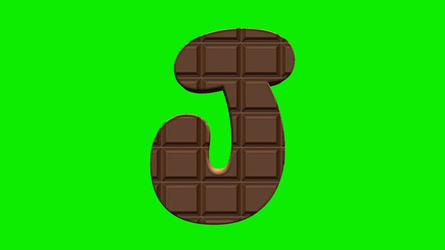Chocolate alphabet letters animation isolated on green screen background