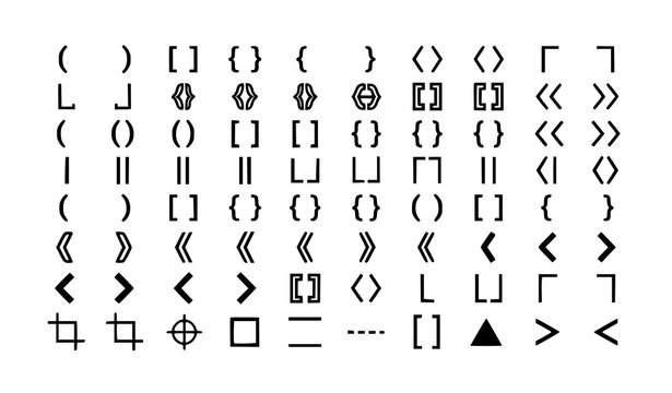 Professional Black Bracket Symbol Vector Collection for Typography and UI Design