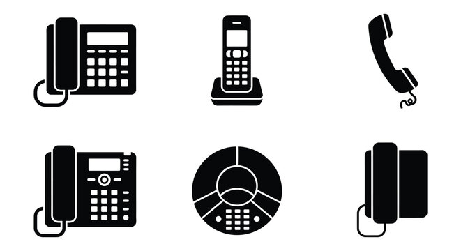 Telecommunication Devices Black Silhouette Vector Icons On White Background