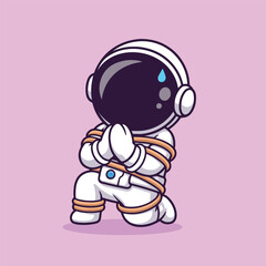 Worried astronaut in a pleading pose