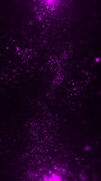 Glowing pink particles abstract background with atmospheric bokeh light and shallow depth of field. This glitzy vertical background animation is full HD.