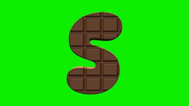 Chocolate alphabet letters animation isolated on green screen background