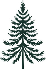 Obraz premium Minimal Forest Pine Silhouette Emblem, Bold Black Outline, Balanced Evergreen Geometry, Premium Svg Logo
