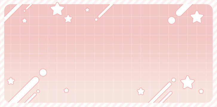 星とグリッドがかわいいピンクのポップ背景フレーム