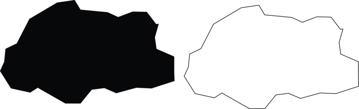 map of bhutan set bundle . black silhouette. flat. laser cut. circuit vinyl cut. commercial use