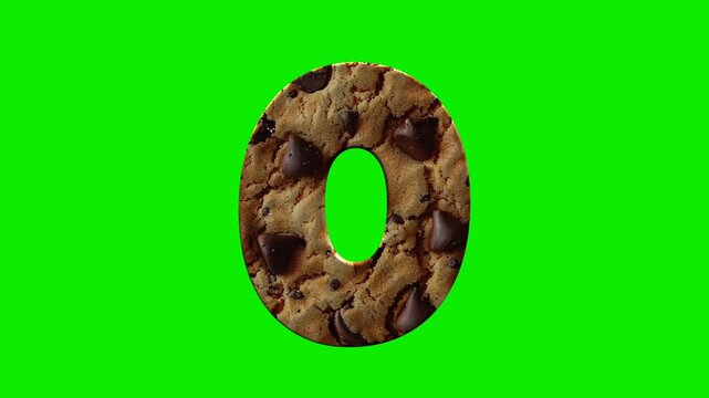 Cookies number animation isolated on green screen background