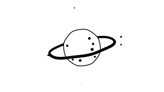 Hand Drawn Saturn Planet Doodle Animation