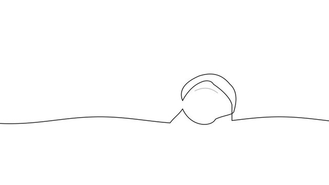 Continuous Single Line Drawing of a Minimalist Sunset Over a Calm Horizon