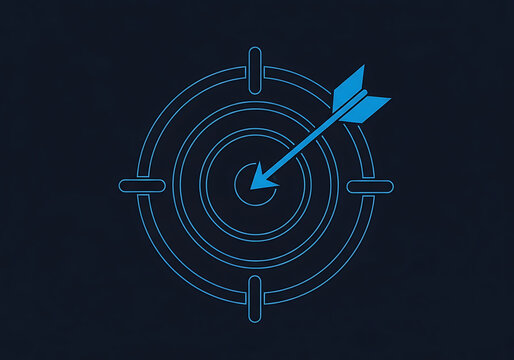 Target goal success icon with arrow hitting the center of a circular bullseye graphic bullseye business strategy marketing achievement objective planning accuracy performance competition