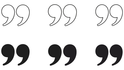 Quotation marks icon set featuring inverted comma symbols for quotes dialogue speech communication typography and text design, vector design. ©                     