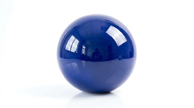 A shiny smooth dark blue sphere isolated on a white background.