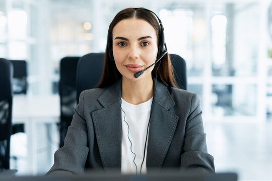 Call center agent wearing headset providing customer service support