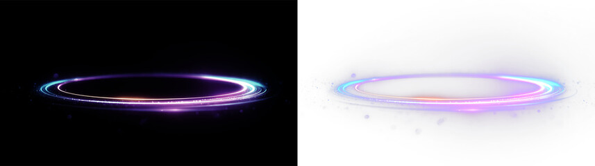 Colorful light ring with glowing edges on a transparent background in motion © tanandaa