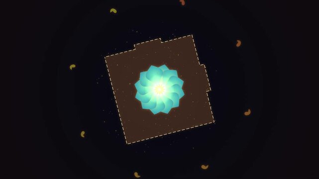 Abstract Glowing Blue Lotus Flower Motion Graphic Animation Background