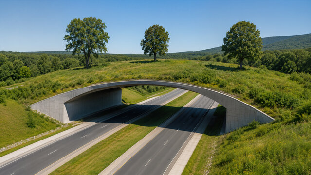 Passage &eacute;cologique v&eacute;g&eacute;talis&eacute; au dessus d une autoroute