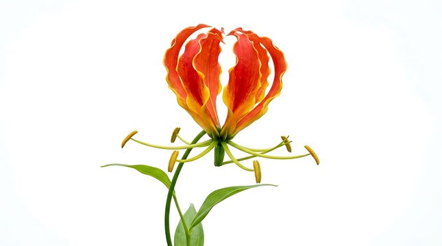 Stunning Gloriosa Lily Flower Isolated on White Background.