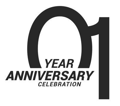 Anniversary 1st. The black number is on white background. PNG transparent 