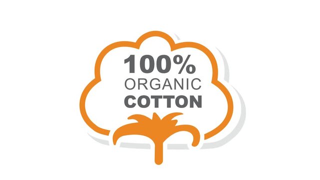 100% cotton, natural organic cotton, pure cotton vector labels set.