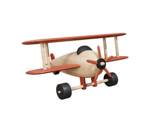 Wooden Biplane Toy 3D render