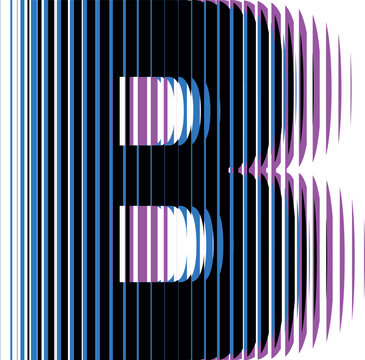 Striped uppercase b alphabet vector illustration