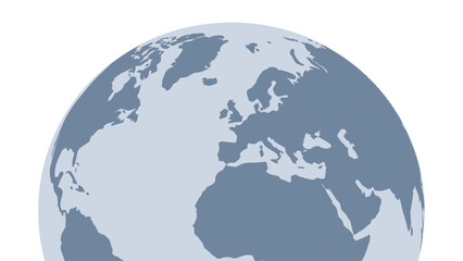 Fototapeta premium Minimalist blue vector globe icon representing planet earth with geography international illustration communication business minimalist