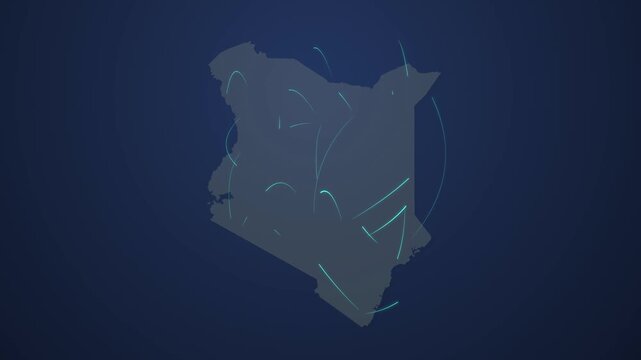 Kenya Map with Glowing Light Connections, Big Data and Digital Infrastructure Illustration