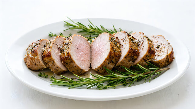 Roasted pork loin slices with rosemary a delicious thanksgiving day centerpiece
