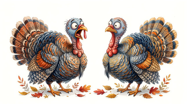 Festive thanksgiving day turkeys charming watercolor illustration for holiday celebrations