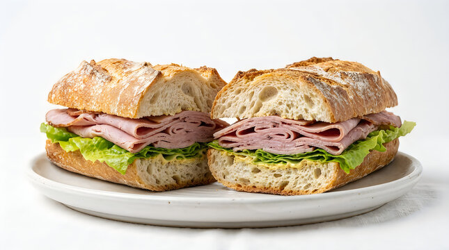 Thanksgiving day ham sandwich delicious meal with fresh bread and greens