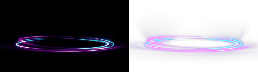 Fototapeta premium Colorful light ring on transparent background showing motion and energy in a digital universe