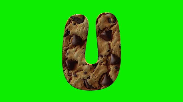 Cookie alphabet letters animation isolated on green screen background