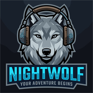 Cyber Night Wolf Gaming Logo