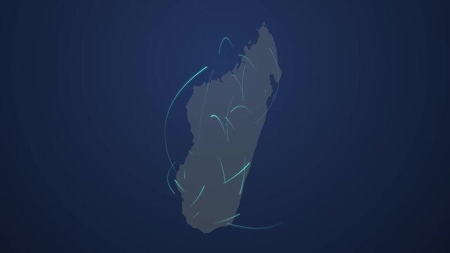 Madagascar Map with Glowing Light Digital Network Connections, Futuristic Technology Background