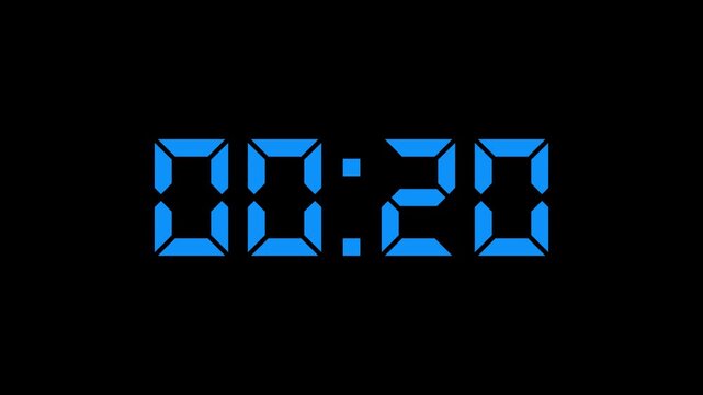Countdown Digital Clock Animation 25 to 0 second Countdown digital clock timer icon.Animation of glowing 25 to 0 second countdown timer. minute stopwatch , analog clock icon animation. 4k video